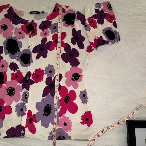 Elementz Women's Button Down Shirt - Pink, Purple, Black Floral - Picture 5 of 10